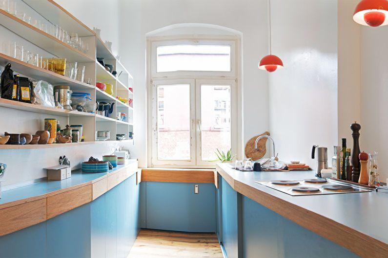 Синяя кухня 6 кв.м. - дизайн интерьера