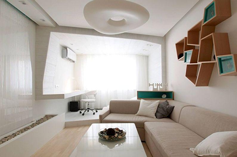 Белая гостиная в стиле минимализм - Дизайн интерьера