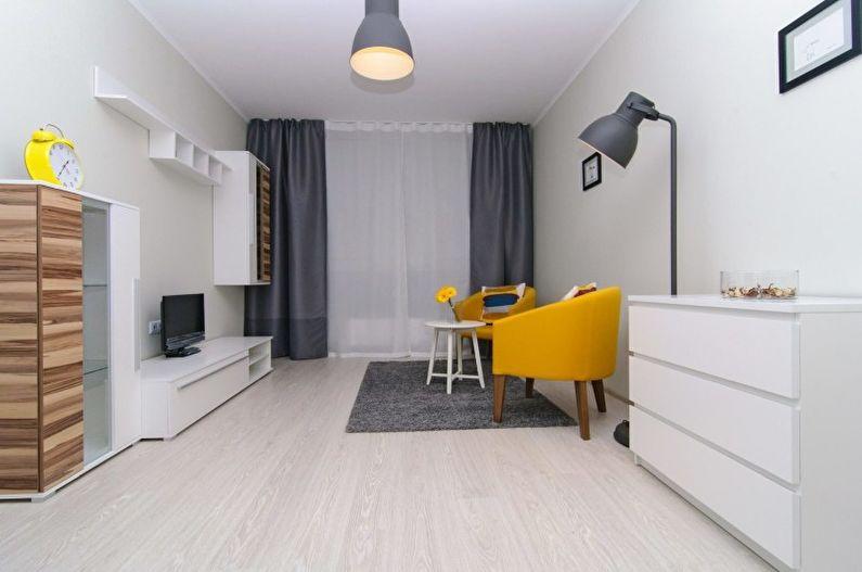 Дизайн гостиной в стиле минимализм - Отделка потолка