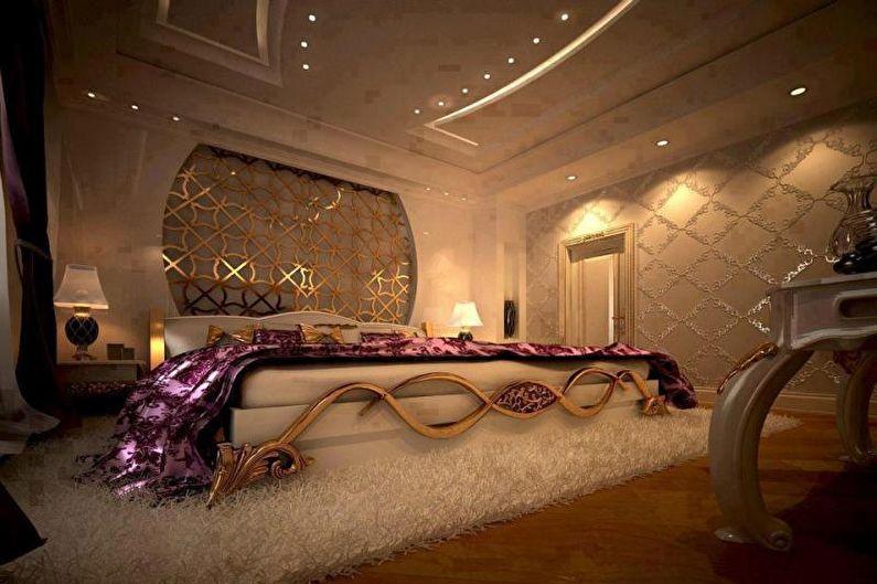 Золотая спальня в стиле арт-деко - Дизайн интерьера