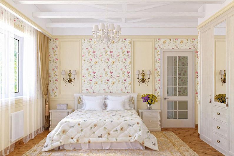 Дизайн спальни в стиле прованс - Отделка стен