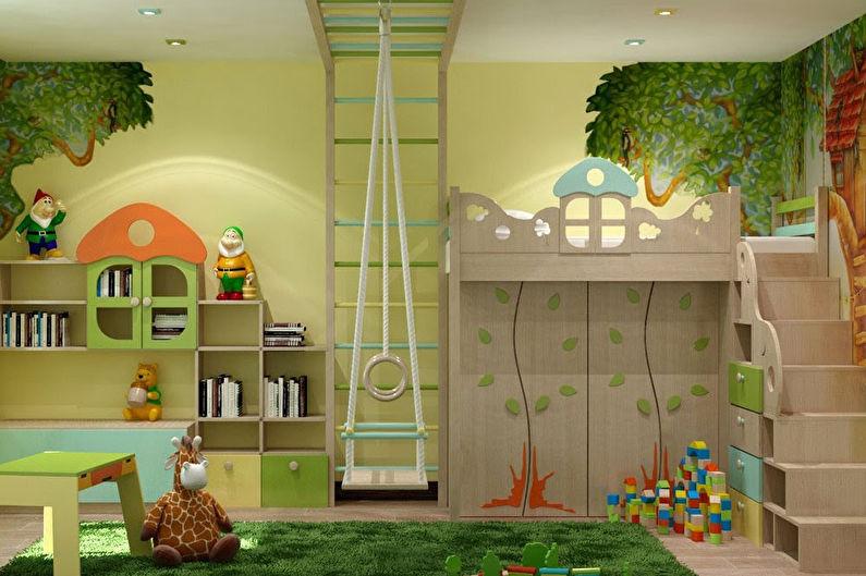 Зеленая детская для мальчика - Дизайн интерьера