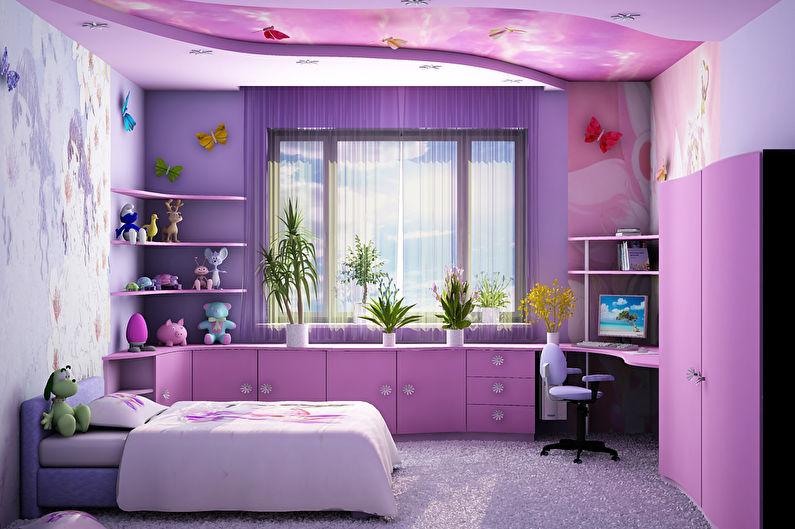 Сиреневая детская комната для девочки - Дизайн интерьера