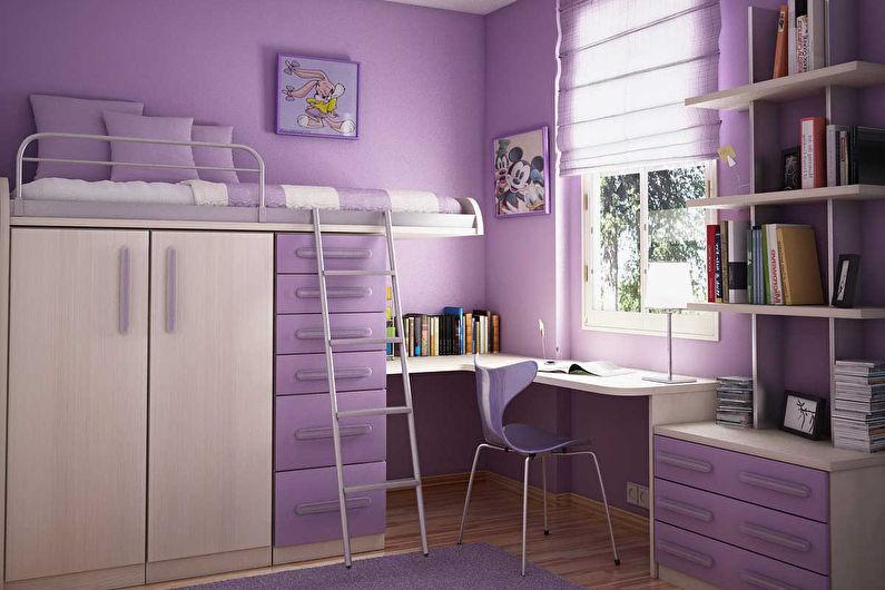 Сиреневая детская комната для девочки - Дизайн интерьера