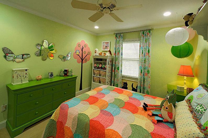 Зеленая детская комната для девочки - Дизайн интерьера