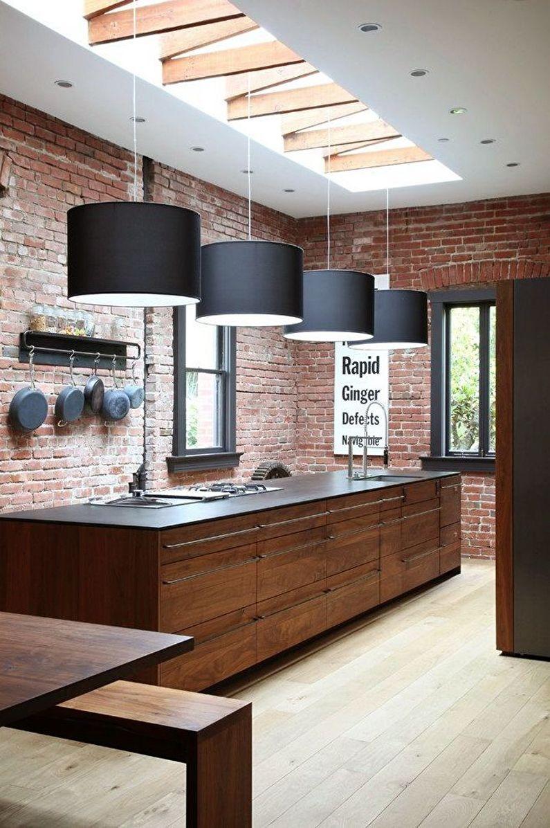 Дизайн интерьера коричневой кухни - фото