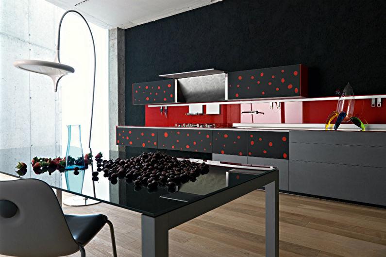 Красно-черная кухня в стиле минимализм - Дизайн интерьера