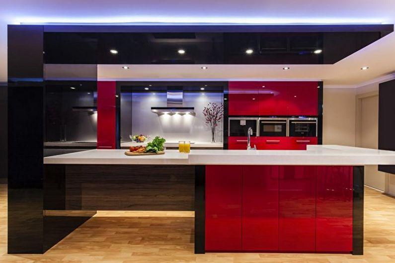 Дизайн красно-черной кухни - Мебель