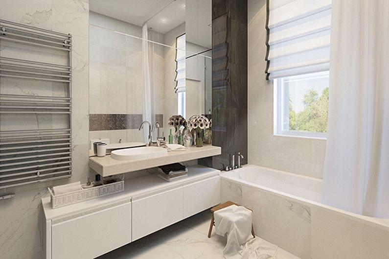Белая ванная комната в стиле минимализм - Дизайн интерьера