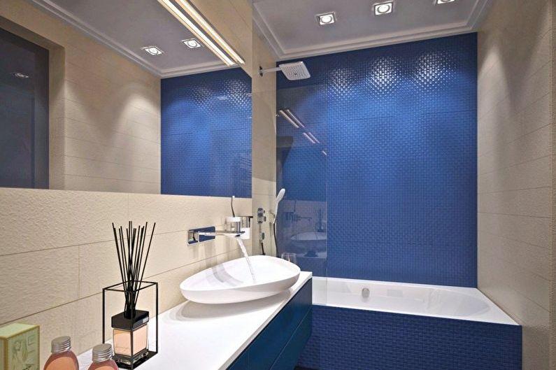 Синяя ванная комната в стиле минимализм - Дизайн интерьера