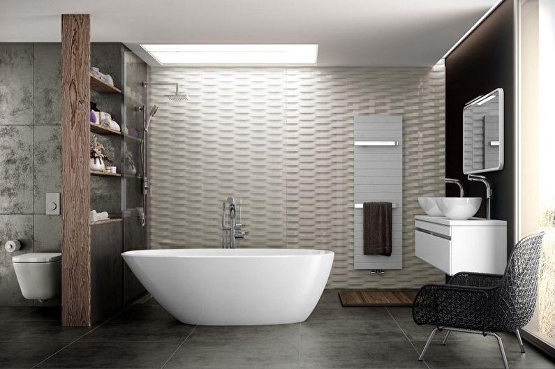 Дизайн ванной комнаты в стиле минимализм - Отделка стен
