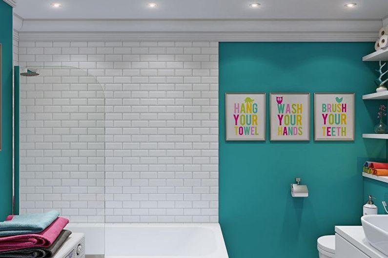 Дизайн бирюзовой ванной комнаты - Декор и освещение