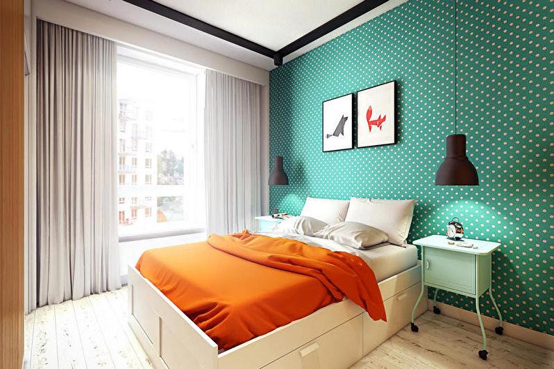 Бирюзовая спальня в современном стиле - Дизайн интерьера