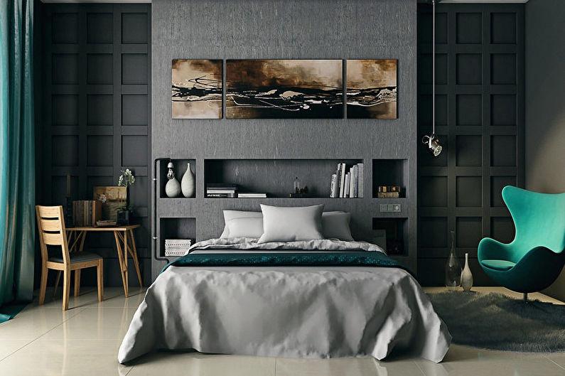 Бирюзовая спальня в стиле хай-тек - Дизайн интерьера
