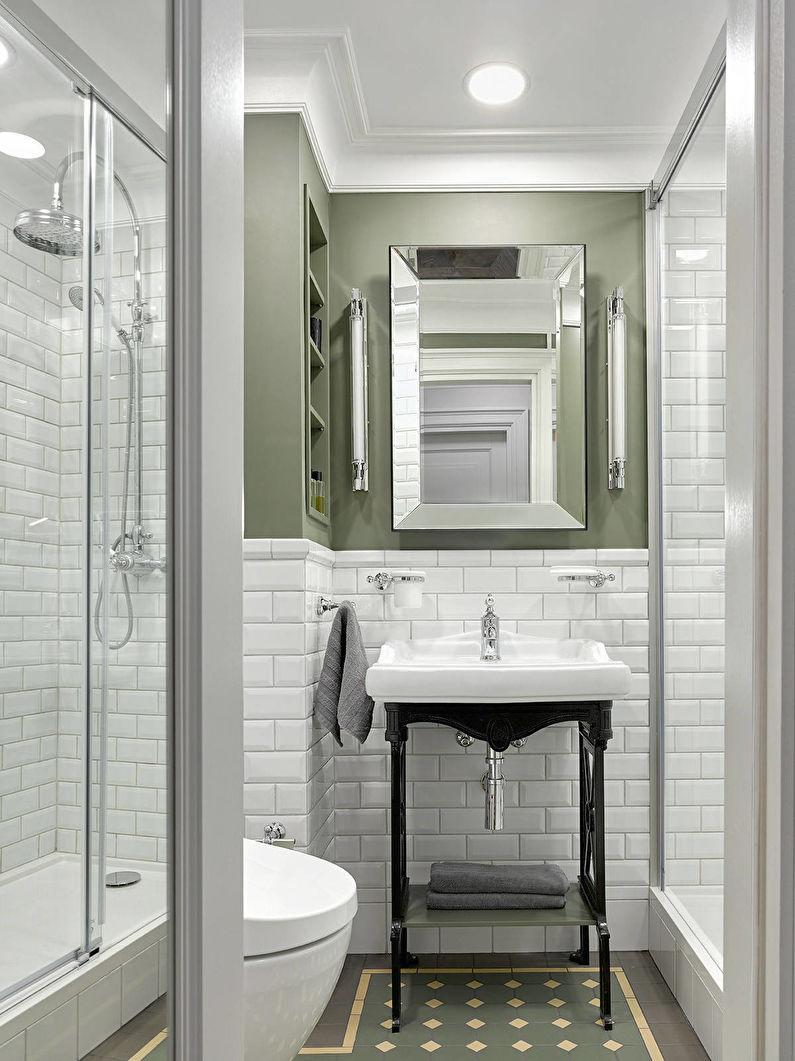 Дизайн интерьера ванной комнаты 4 кв.м. с душевой кабиной - фото