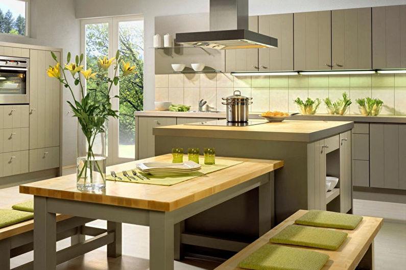 Зеленая кухня в эко-стиле - Дизайн интерьера