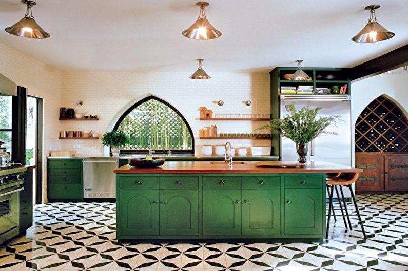 Дизайн зеленой кухни - Отделка пола