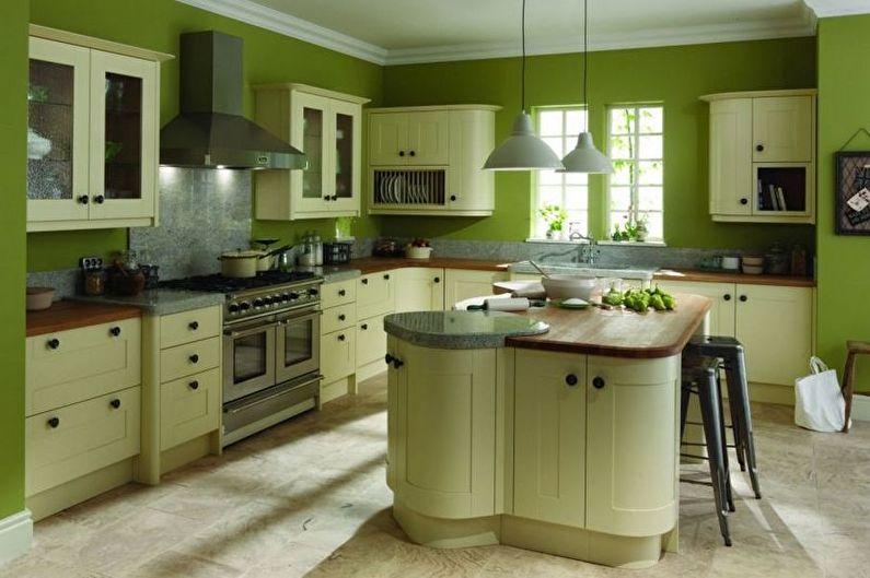 Зеленая кухня - дизайн интерьера фото