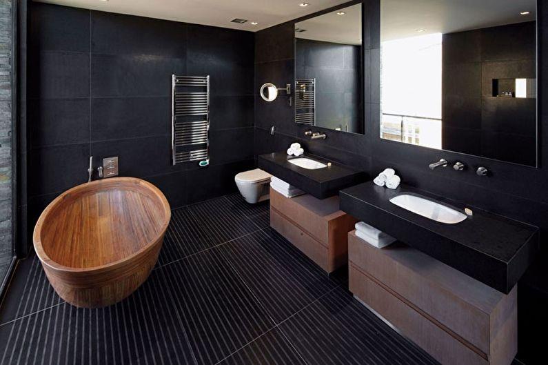 Дизайн черной ванной комнаты - Отделка стен
