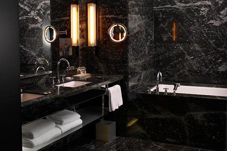 Дизайн черной ванной комнаты - Отделка стен