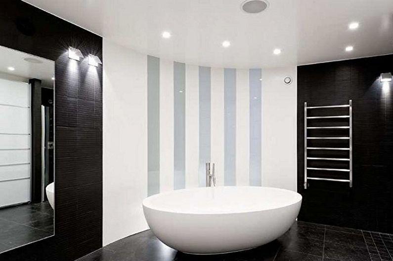 Дизайн черной ванной комнаты - Отделка потолка