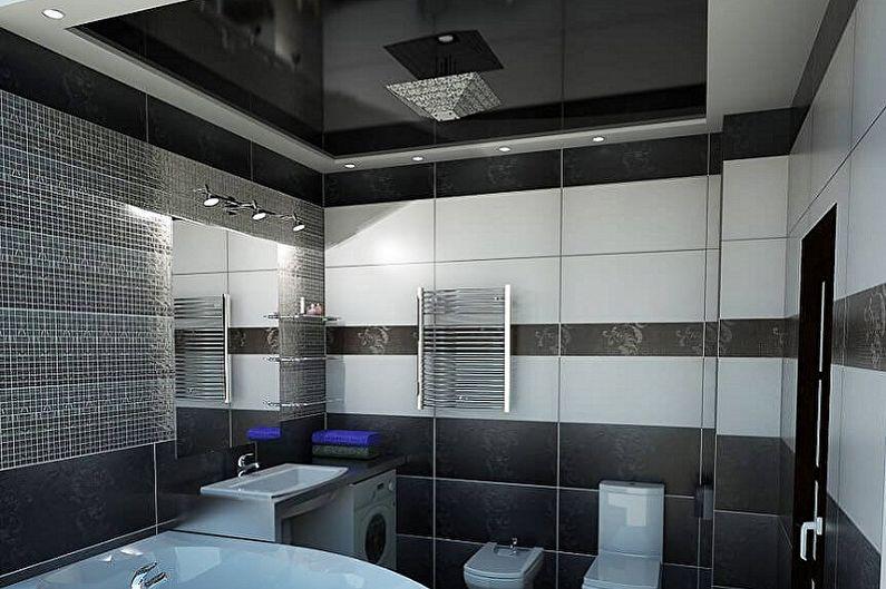 Дизайн черной ванной комнаты - Отделка потолка
