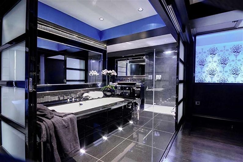 Синяя ванная комната в стиле хай-тек - Дизайн интерьера