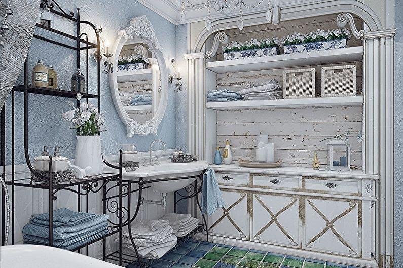 Синяя ванная комната в стиле прованс - Дизайн интерьера