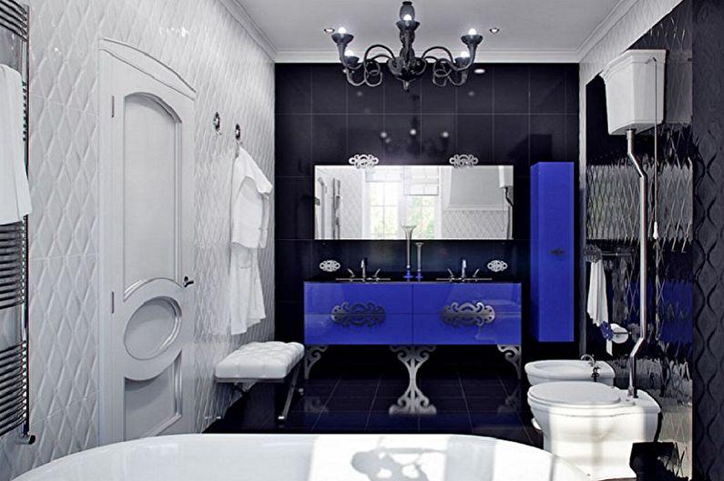 Синяя ванная комната в стиле арт-деко - Дизайн интерьера