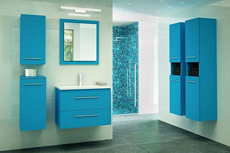 Дизайн синей ванной комнаты - Сантехника и мебель