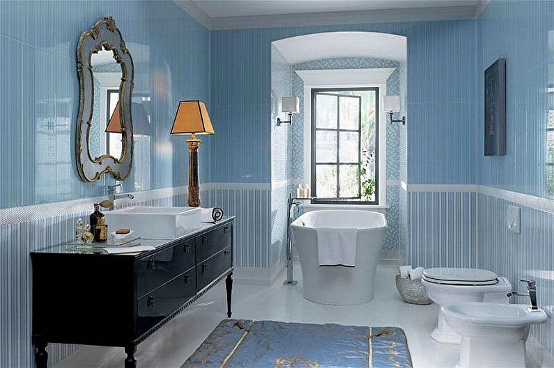 Дизайн синей ванной комнаты - Сантехника и мебель