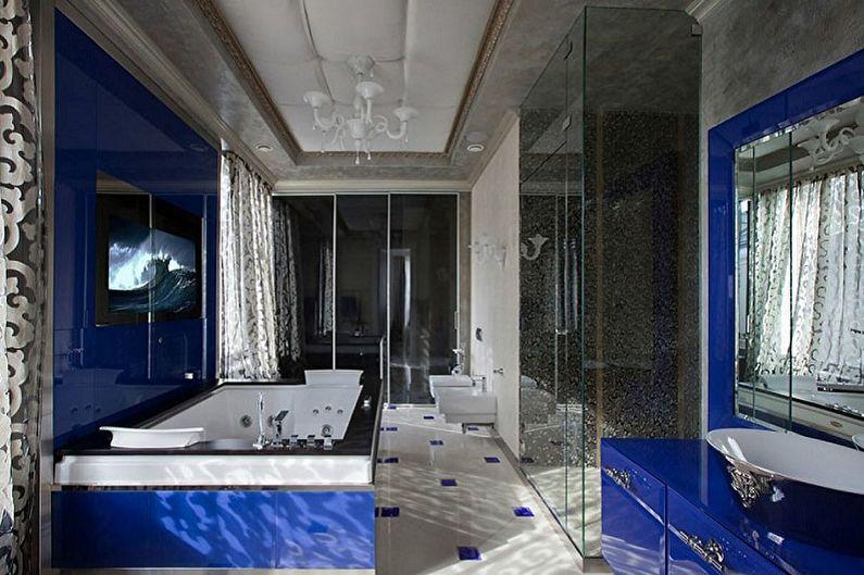 Синяя ванная комната - дизайн интерьера фото