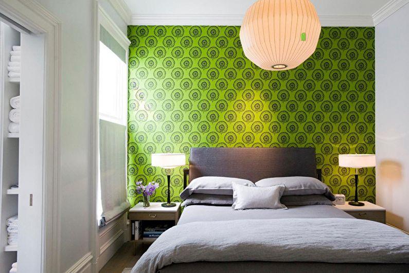 Зеленый цвет в интерьере спальни - фото