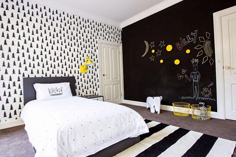 Дизайн интерьера детской комнаты в черно-белых тонах - фото