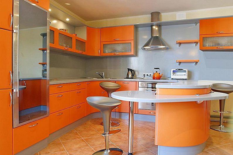 Оранжевая кухня 15 кв.м. - Дизайн интерьера
