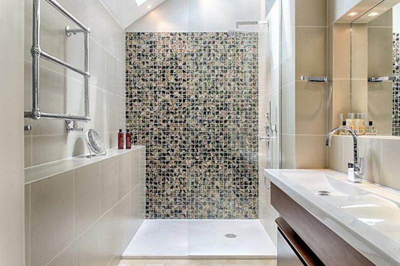 Отделка ванной комнаты с душевой кабиной - Плитка мозаичная