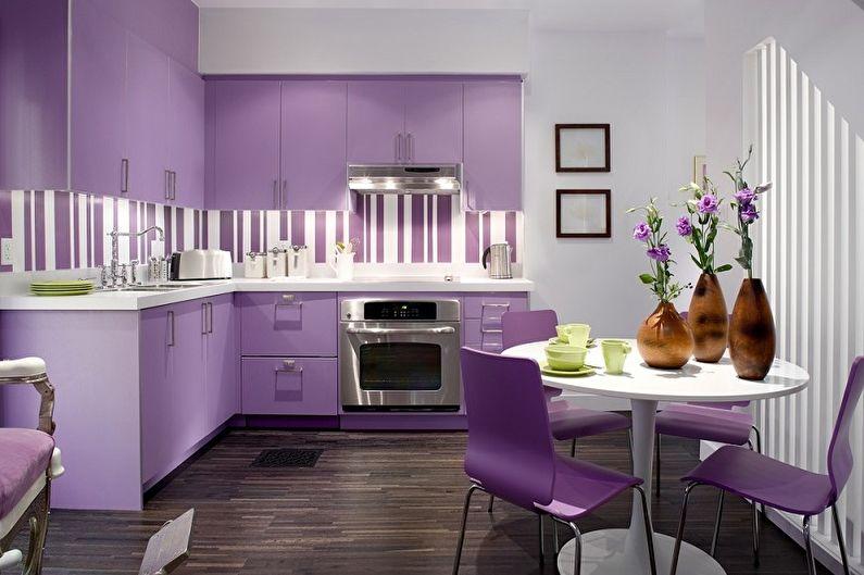 Дизайн фиолетовой кухни - Отделка пола