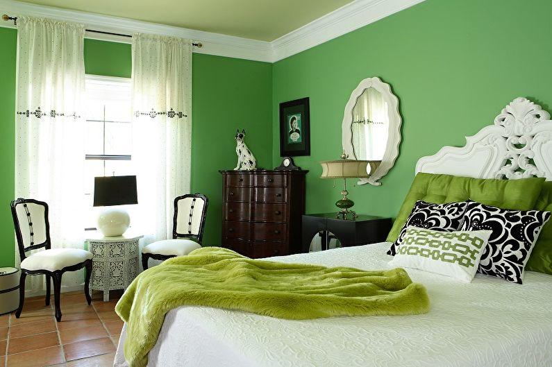Зеленый цвет в интерьере спальни - Сочетание цветов