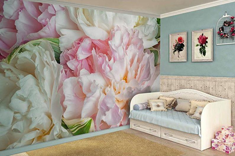 Дизайн детской комнаты в розовых тонах - Отделка стен