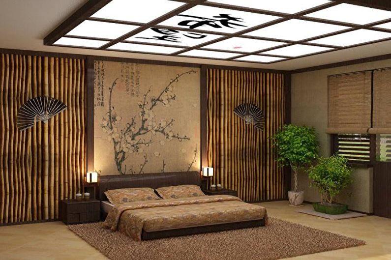 Бежевая спальня в японском стиле - Дизайн интерьера