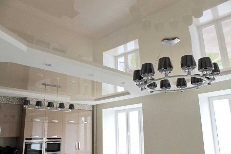 Натяжные потолки на кухне - фото