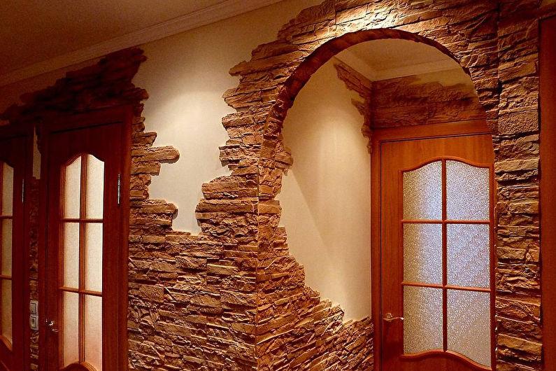 Арки и дверные проемы из камня на кухне - фото