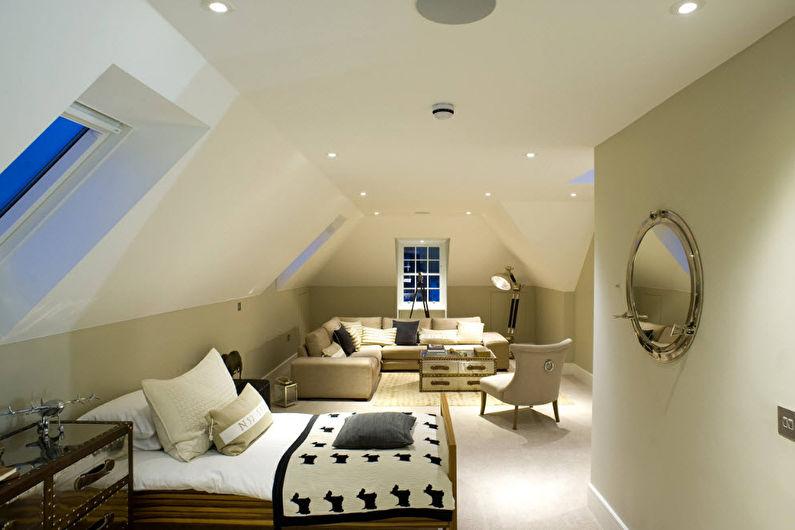 Дизайн интерьера гостиной, совмещенной со спальней - фото