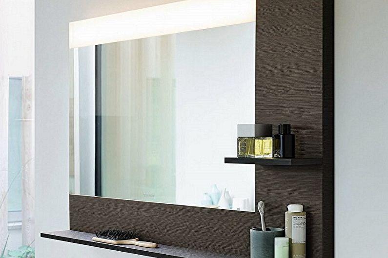 Виды зеркал для ванной комнаты - Зеркало с полкой