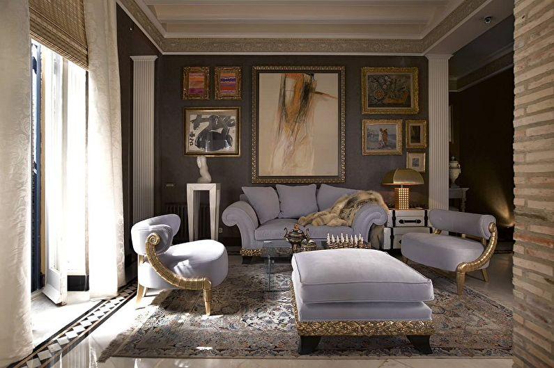 Сиреневая гостиная в классическом стиле - Дизайн интерьера