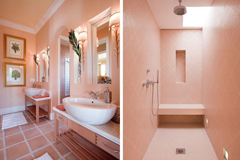 Персиковый цвет в ванной комнате - Дизайн интерьера