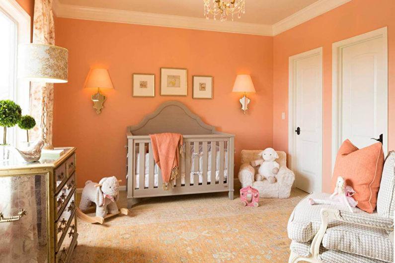 Персиковый цвет в детской комнате - Дизайн интерьера