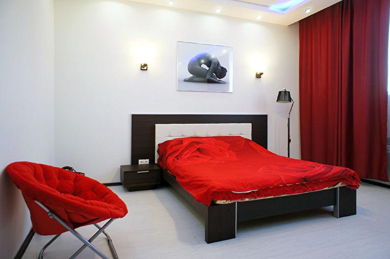 Красная спальня в стиле минимализм - Дизайн интерьера