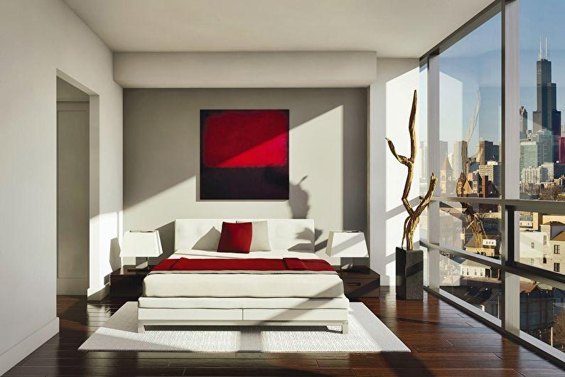 Красная спальня в стиле минимализм - Дизайн интерьера