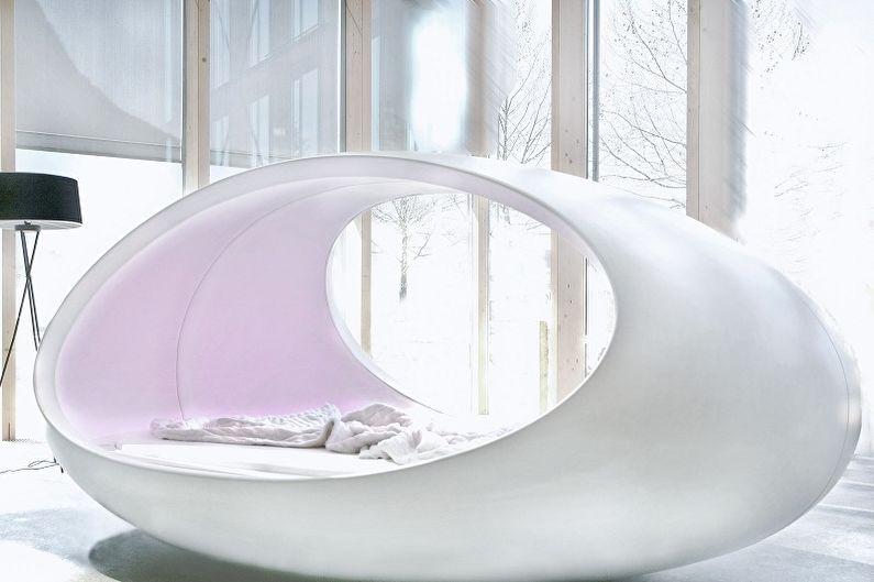 Виды круглых кроватей в спальню - Круглая кровать-раковина